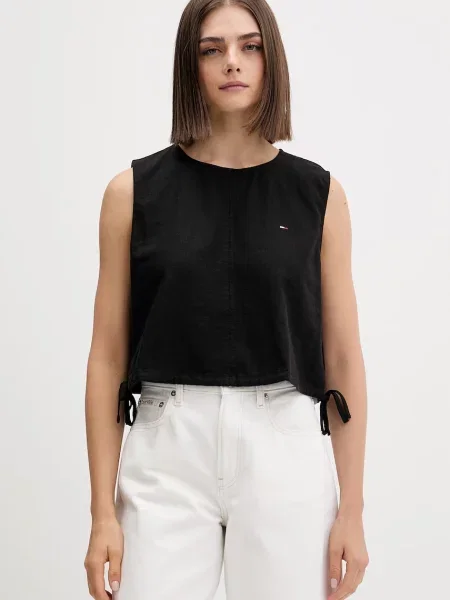 Tommy Jeans bluza z lanom črna
