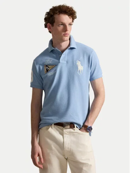 Polo Ralph Lauren Tricou polo deschis Custom albastru