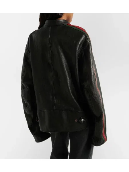Geanta de piele Gucci cu dungi negru