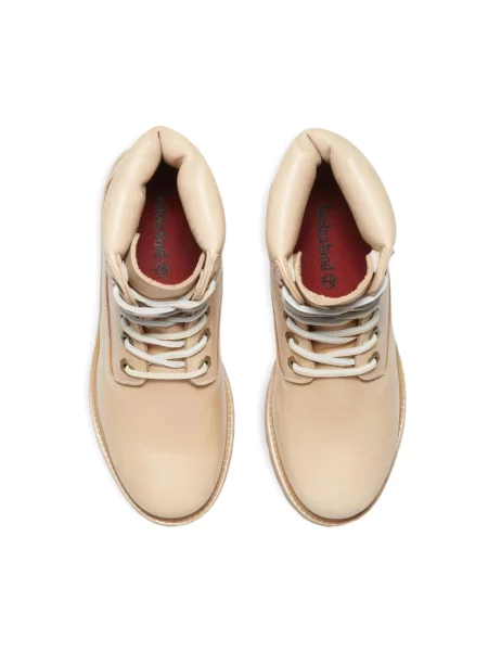 Timberland workery skórzane Premium 6 Inch Lace Up Waterproof na płaskim beżowy