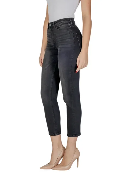 Jeansy Ichi z wysoką talią czarne