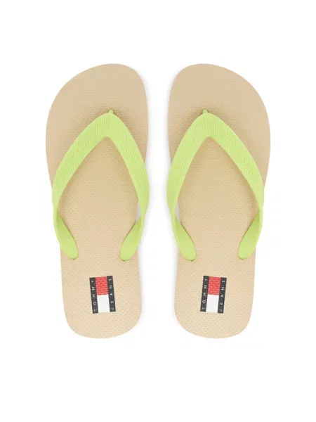 Žabky Tommy Jeans Logo Summer white clay/lime essence žluté
