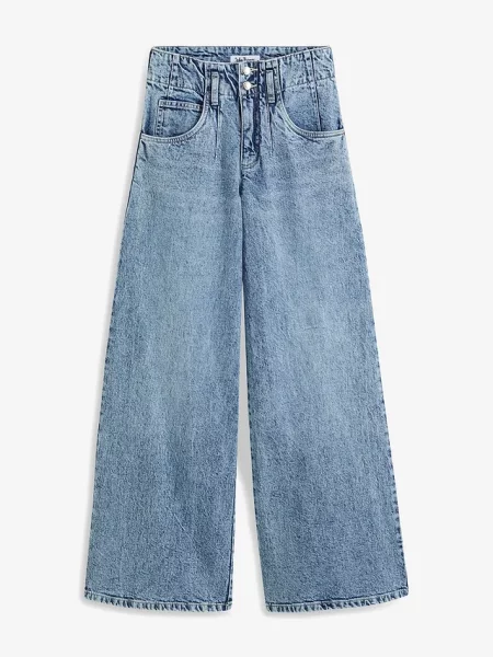 Dżinsy wide leg z wysokim stanem niebieskie