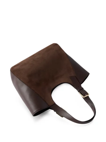 Geantă shopper Furla din piele de căprioară maro