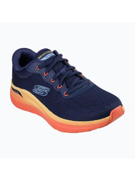 SKECHERS férfi cipő Arch Fit navy bőr/multi trim. Méret: 43 EU sötétkék