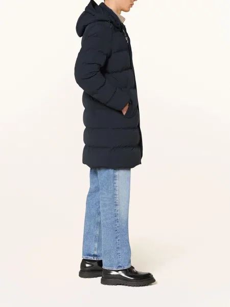 Woolrich Péřový Kabát S Odnímatelnou Kapucí tmavě modrá