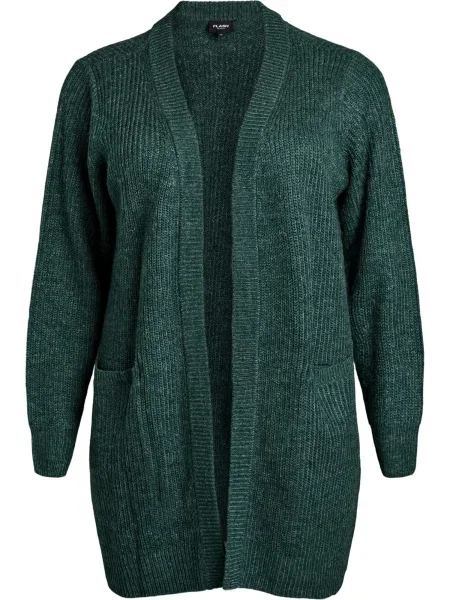 Zizzi Geacă tricotată FLLOLA închis verde