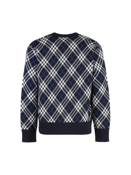 Kardigan Burberry wełniany z wzorem argyle niebieski