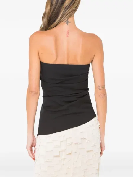 Top Jbq cu volane asimetric negru
