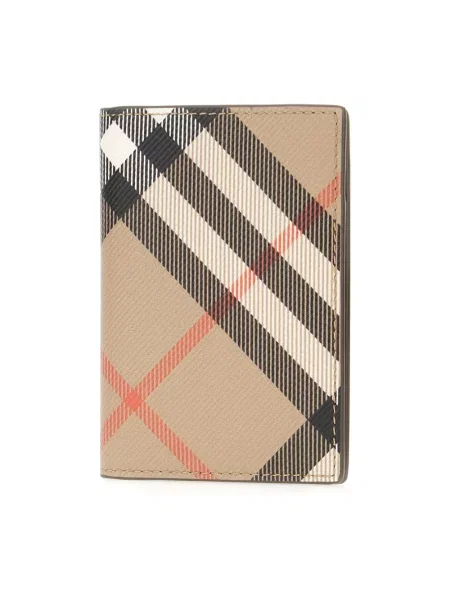 Portfel Burberry w kratę płócienny beżowy