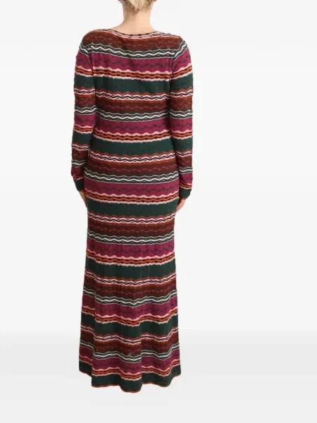 Rochie maxi Missoni cu dungi tricotate verde