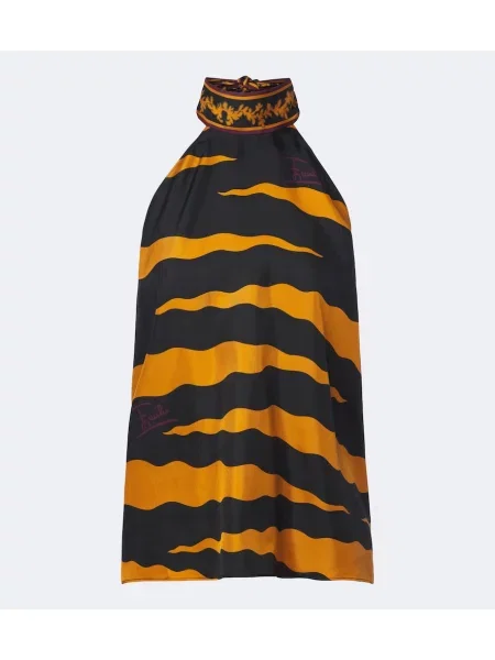 Top Pucci de mătase cu gât halter maro