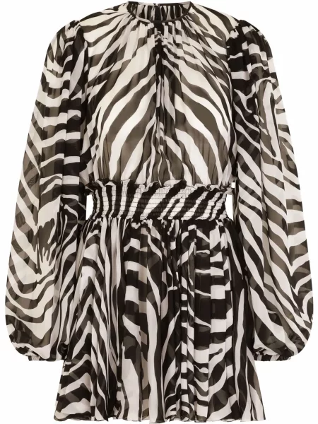 Sukienka mini Dolce And Gabbana z nadrukiem w zebrę garniturowa czarna