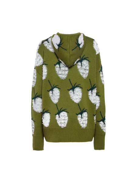 Sweter La Doublej wełniany z kapturem zielony