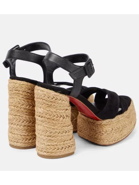 Sandale Christian Louboutin din piele de căprioară cu platformă negru