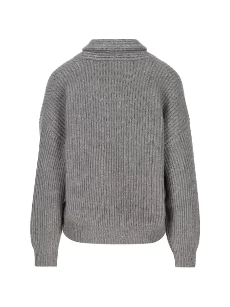 Pulover Brunello Cucinelli cu paiete plic gri