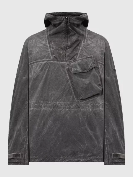 Анорак з брендовою вишивкою Stone Island сірий