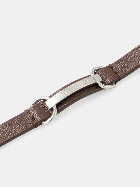 Trussardi Usnjena zapestnica T-LEATHER rjava