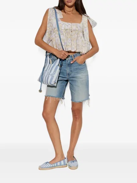 Espadrile Chloé cu funde cu dungi albastru