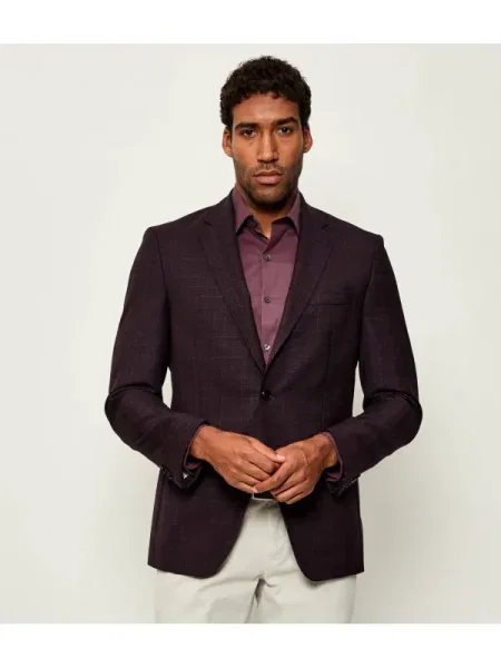 BOSS BLACK Gyapjú zakó fekete