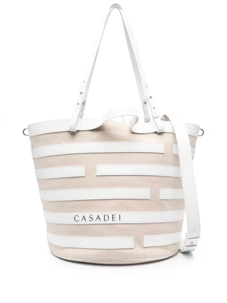 Geanta de piele Casadei din piele cu dungi