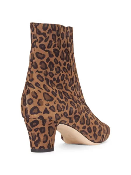 Cizme scurte Manolo Blahnik cu imagine cu model leopard maro