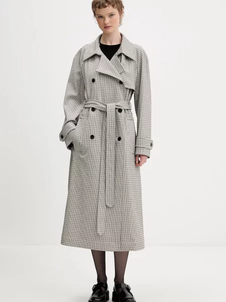 HUGO Palton de primăvară-toamnă Mesilla maro cămilă / negru alb