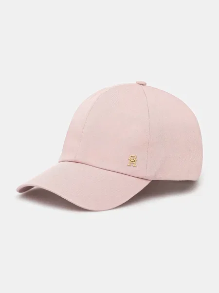 Шапка с козирка Tommy Hilfiger с изчистен дизайн розово