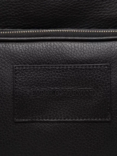 Kožený ruksak Emporio Armani čierna
