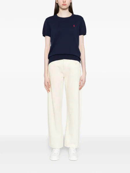 Тениска Polo Ralph Lauren бродирана с кръгло деколте синьо
