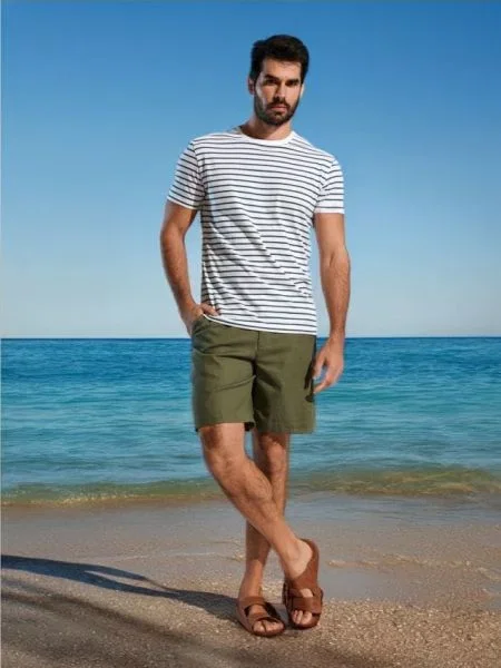 Sinsay Kraťasy ze směsi lnu olivová