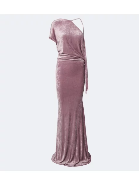 Rochie Rick Owens de catifea cu spatele deschis roz