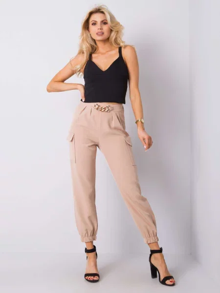 Pantaloni Fashionhunters bej