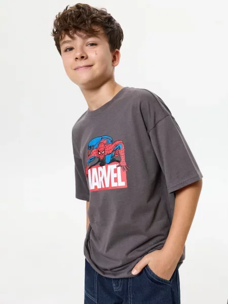 Sinsay oversize tričko s potiskem Spider-Man šedá