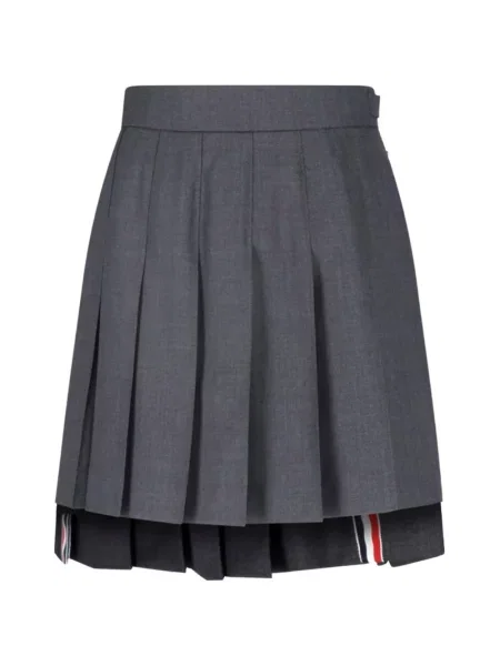 Fustă midi Thom Browne din țesătură twill gri