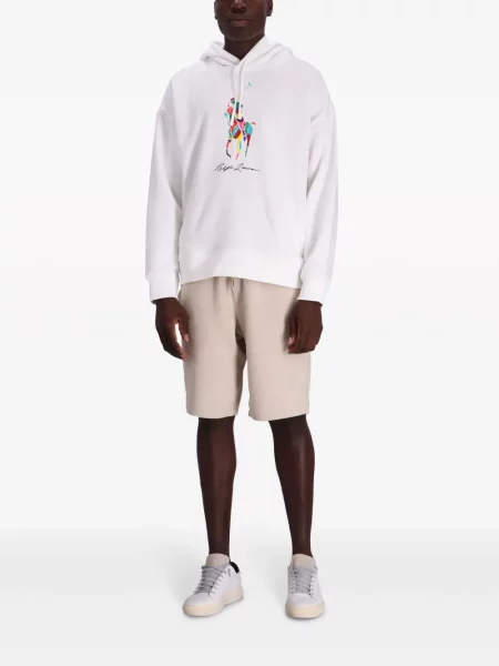 Кожена поло тениска Polo Ralph Lauren бродирана бяло