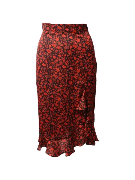 Fustă midi Maje cu model floral până la genunchi negru