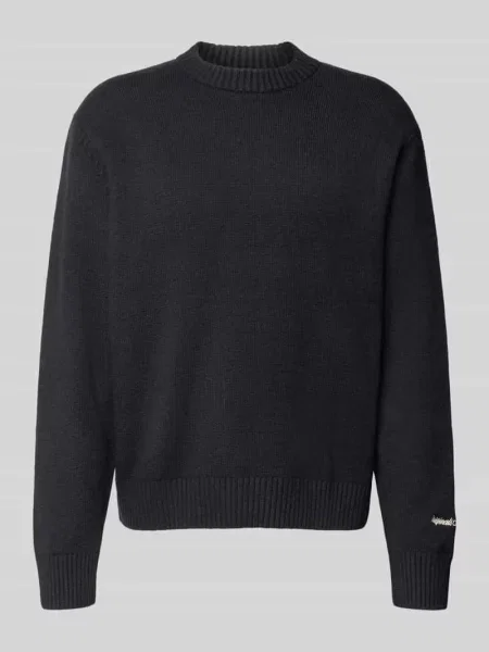 Sweter z dzianiny z wyhaftowanym logo model ‘NORREBRO’ Jack & Jones czarny