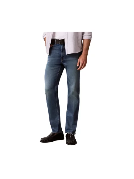 Jeansy straight leg Calvin Klein Jeans niebieskie