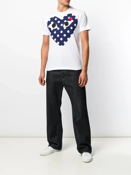 Tričko Comme Des Garçons Play s potiskem se srdcovým vzorem bílé