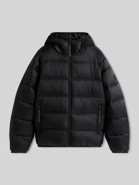 Kurtka pikowana o kroju regular fit z kapturem Tommy Jeans czarna
