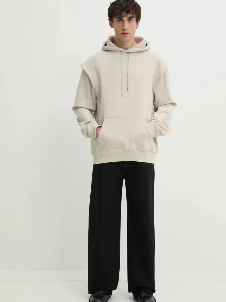 Однотонный свитер Heliot Emil с капюшоном бежевый