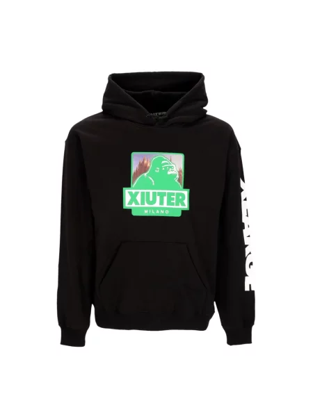 Bluza z kapturem Iuter z kapturem z logo czarna