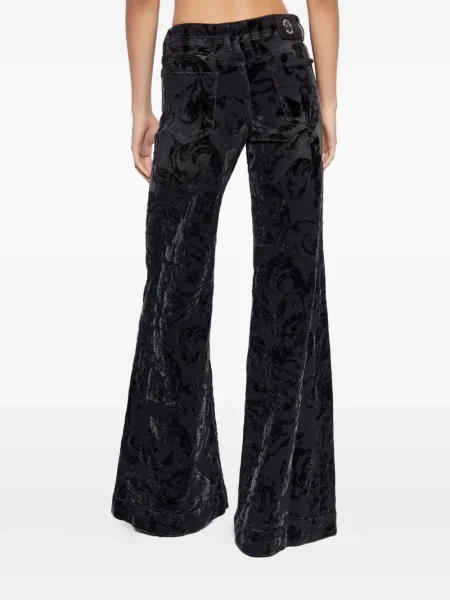 Разклешени дънки Versace Jeans Couture на цветя черно