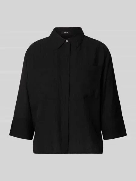 Bluzka o kroju regular fit z mieszanki z rękawem o dł. model Forna' Opus czarna