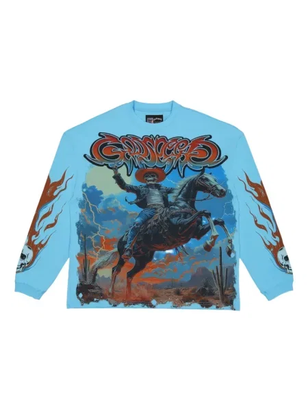 Tricou Godspeed lung cowboy albastru