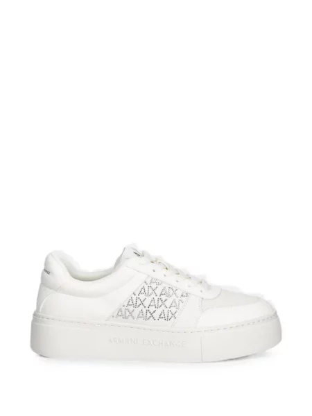 Stras sneakerși Armani Exchange cu platformă alb