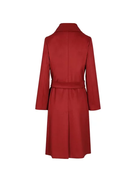 Cu centură palton Max Mara de lână roșu