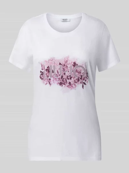 T-shirt o kroju regular fit z czystej bawełny Liu Jo White biała
