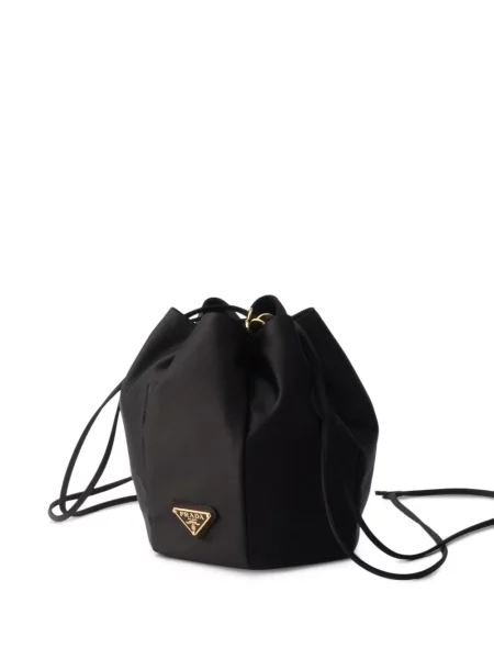 Geantă bucket Prada din satin negru